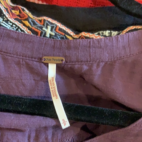 Free People Plum Embroidered Button Down Flowy Top - Picture 7 of 9